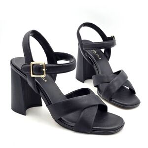 NWOT Kenneth Cole New York Lessia High Blick Heel Dress Sandals, Black, Size 9M